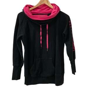 Calvin Klein Performance Quick Dry Black and Pink Cowl Neck Sweatshirt Size Med